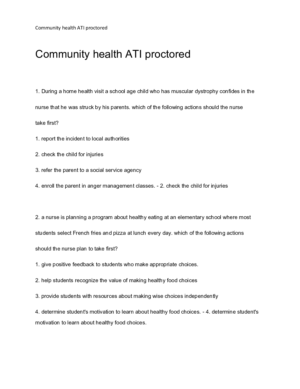 Preview image for Community health ATI proctored